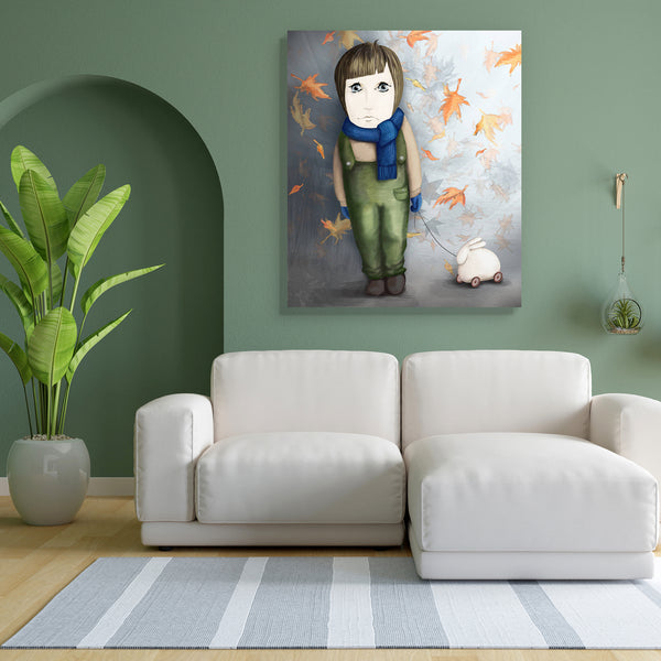 Little Girl With Rabbit Toy Canvas Painting Synthetic Frame-Paintings MDF Framing-AFF_FR-IC 5000334 IC 5000334, Art and Paintings, Baby, Children, Conceptual, Digital, Digital Art, Drawing, Graphic, Illustrations, Individuals, Kids, Paintings, People, Portraits, Seasons, little, girl, with, rabbit, toy, canvas, painting, for, bedroom, living, room, engineered, wood, frame, alone, art, autumn, blue, child, childhood, cold, color, concept, desolation, draw, face, female, full, green, grey, hold, illustration,