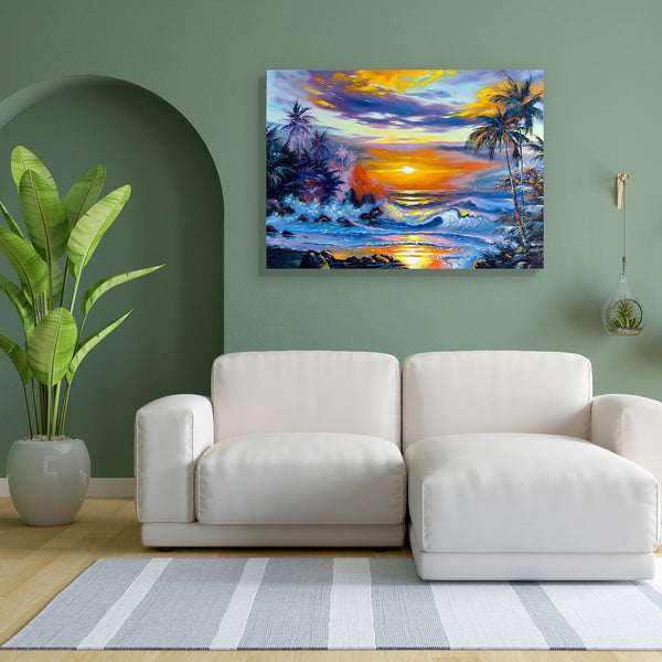 Sea Landscape D1 Canvas Painting Synthetic Frame-Paintings MDF Framing-AFF_FR-IC 5000385 IC 5000385, Art and Paintings, Birds, Drawing, Impressionism, Landscapes, Marble and Stone, Nature, Paintings, Scenic, sea, landscape, d1, canvas, painting, for, bedroom, living, room, engineered, wood, frame, oil, art, beauty, brushes, clouds, coast, evening, ocean, paints, palm, trees, picture, registration, seagulls, stones, summer, the, sun, twilight, waves, artzfolio, wall decor for living room, wall frames for liv