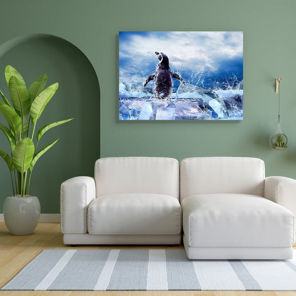 Penguin On The Ice D1 Canvas Painting Synthetic Frame-Paintings MDF Framing-AFF_FR-IC 5000391 IC 5000391, Animals, Birds, Black and White, Nature, Scenic, Seasons, White, Wildlife, penguin, on, the, ice, d1, canvas, painting, for, bedroom, living, room, engineered, wood, frame, penguins, south, pole, cold, north, antarctic, antarctica, arctic, big, bird, bright, climate, clouds, drops, icy, marine, polar, reflex, region, sea, season, sky, snow, swim, swimmer, wallpaper, warming, water, wild, winter, zoo, ar