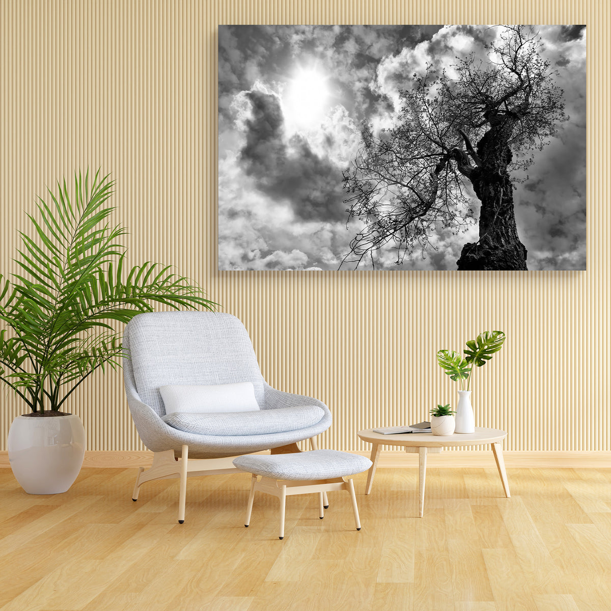 Cottonwood Tree With Storm Clouds Canvas Painting Synthetic Frame ...