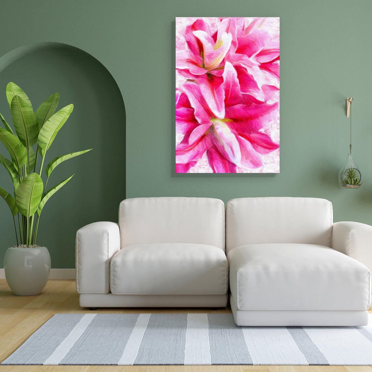 Pink Lilies D2 Canvas Painting Synthetic Frame – ArtzFolio.com