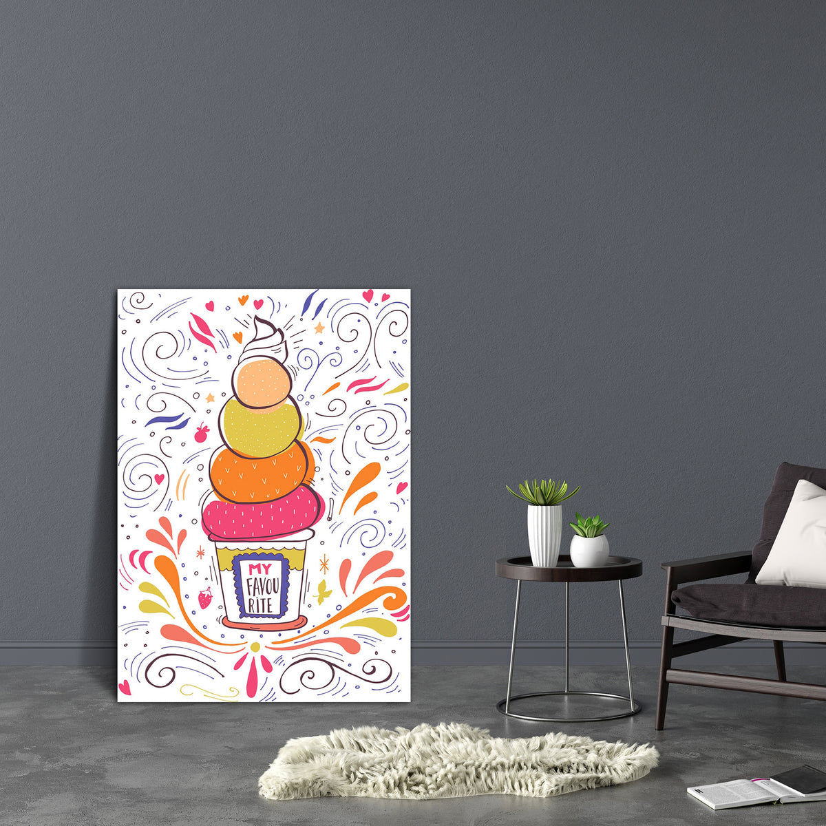 「 Ice Cream」版画 サイン入り 額装 モダンアート #484 AZ5004853ART_UN_RF_22_A_UN_120