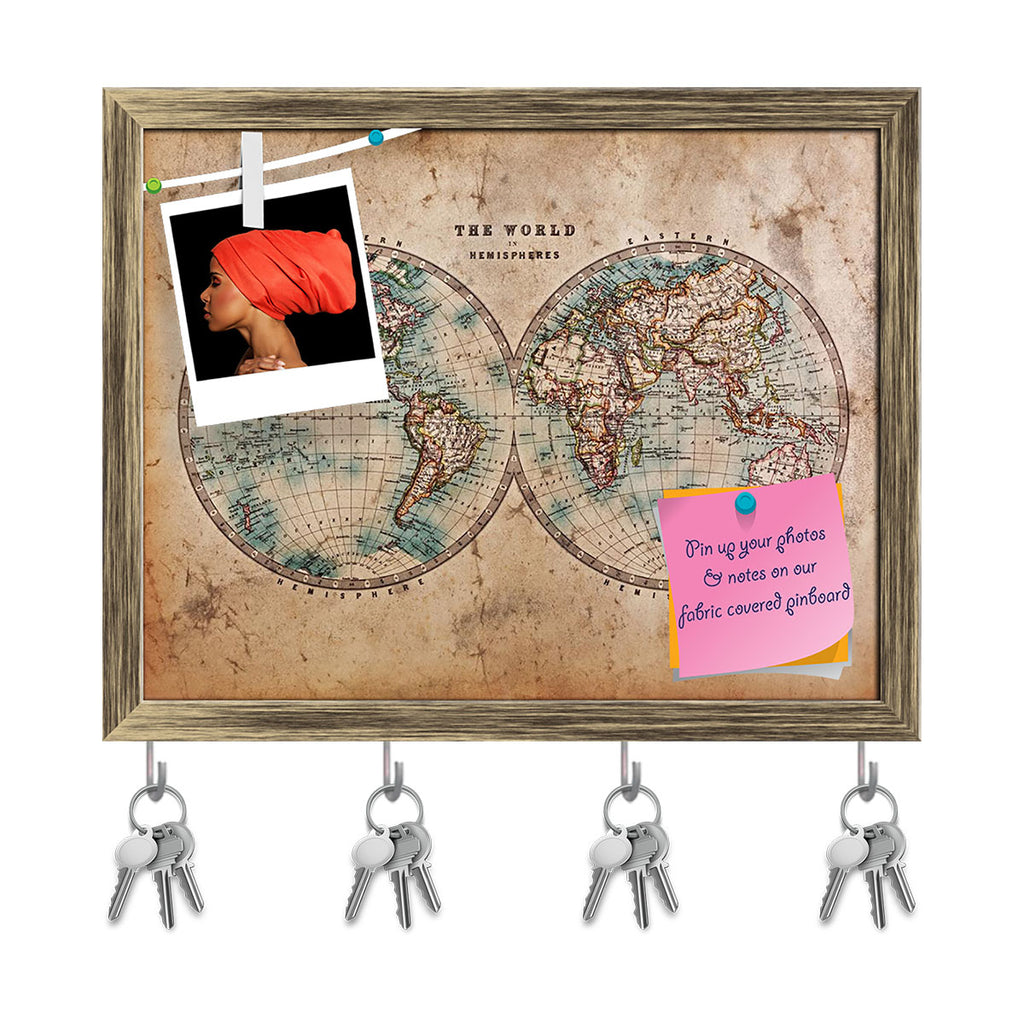 ArtzFolio Mid 1800s Old World Map Western & Eastern Hemispheres Key Holder Hooks | Notice Pin Board Soft Board | Framed-Key Holders cum Pin Boards-AZSAO17727214KEY_FR_L-Image Code 5002007 Vishnu Image Folio Pvt Ltd, IC 5002007, ArtzFolio, Key Holders cum Pin Boards, Historical, Places, Vintage, Photography, mid, 1800s, old, world, map, western, eastern, hemispheres, key, holder, hooks, notice, pin, board, soft, framed, a, genuine, stained, dated, from, 1800's, showing, hand, colouring, key holder for wall, 