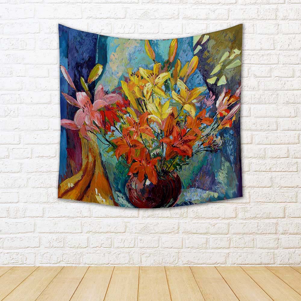 ArtzFolio Flower Pot Fabric Tapestry Wall Hanging-Tapestries-AZART28698839TAP_L-Image Code 5003522 Vishnu Image Folio Pvt Ltd, IC 5003522, ArtzFolio, Tapestries, Floral, Still Life, Fine Art Reprint, flower, pot, fabric, tapestry, wall, hanging, flowers, spring, summer, abstract, art, artwork, canvas, colours, composition, design, flow, form, lines, marbled, mix, mixed, modern, multicolor, oil, oils, paint, painting, paints, baby, tale, story, childhood, girl, boy, fairy, magic, picture, room tapestry, hang