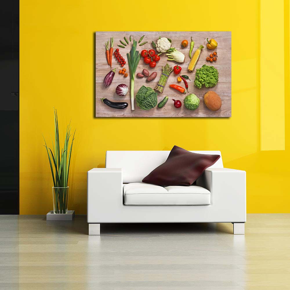Photo of Fruits \u0026 Vegetables Canvas Painting Synthetic Frame, image size:1000x1000