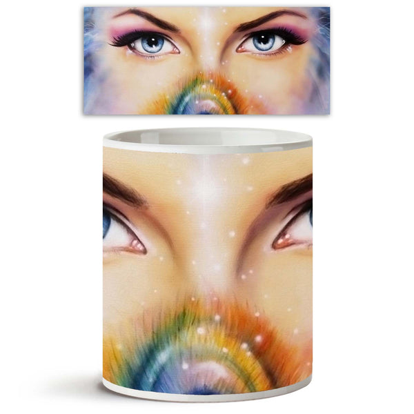 Blue Eyes Women With Colored Peacock Feather Ceramic Coffee Tea Mug Inside White-Coffee Mugs-MUG-IC 5004280 IC 5004280, Art and Paintings, Illustrations, Paintings, Religion, Religious, Spiritual, blue, eyes, women, with, colored, peacock, feather, ceramic, coffee, tea, mug, inside, white, appealing, art, artist, artwork, attractive, beautiful, beauty, canvas, color, colorful, cosmetic, delightful, enchantress, expression, eyebrows, close, up, face, fairy, female, feminine, gaze, goddess, harmony, healing, 