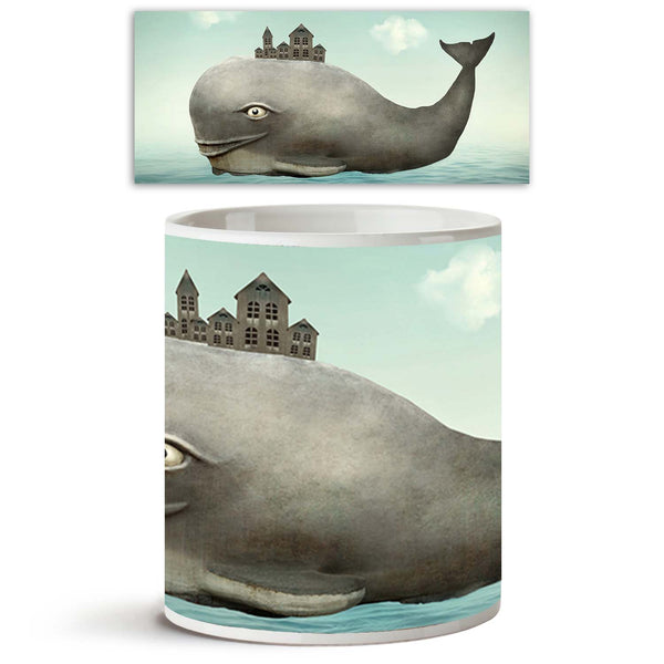 Whale In The Ocean With Some Houses In His Back Ceramic Coffee Tea Mug Inside White-Coffee Mugs-MUG-IC 5004396 IC 5004396, Animals, Art and Paintings, Fantasy, Illustrations, Realism, Surrealism, whale, in, the, ocean, with, some, houses, his, back, ceramic, coffee, tea, mug, inside, white, animal, art, artistic, beautiful, big, cetacean, childhood, cloud, colorful, creativity, escape, fable, fairy, tale, fantastic, gray, grey, house, illustration, illustrative, imagination, imaginative, imagine, joy, profi