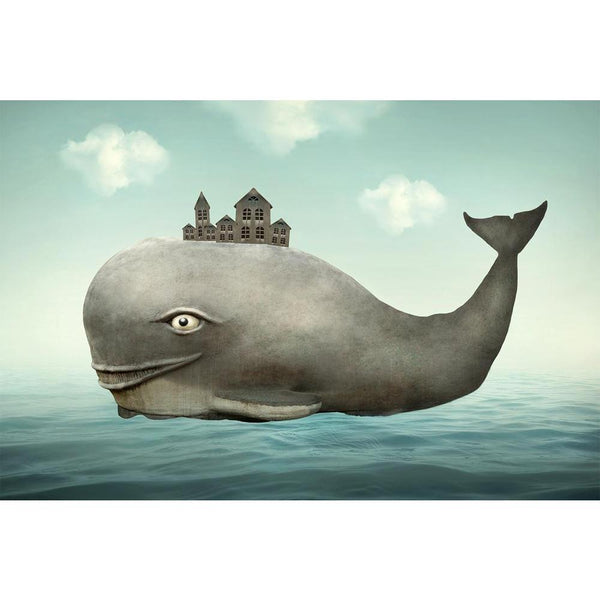 Whale In The Ocean Unframed Paper Poster-Paper Posters Unframed-POS_UN-IC 5004396 IC 5004396, Animals, Art and Paintings, Fantasy, Illustrations, Realism, Surrealism, whale, in, the, ocean, unframed, paper, wall, poster, animal, art, artistic, beautiful, big, cetacean, childhood, cloud, colorful, creativity, escape, fable, fairy, tale, fantastic, gray, grey, house, illustration, illustrative, imagination, imaginative, imagine, joy, profile, sea, sky, smiling, surreal, surrealistic, swimming, tail, unique, u