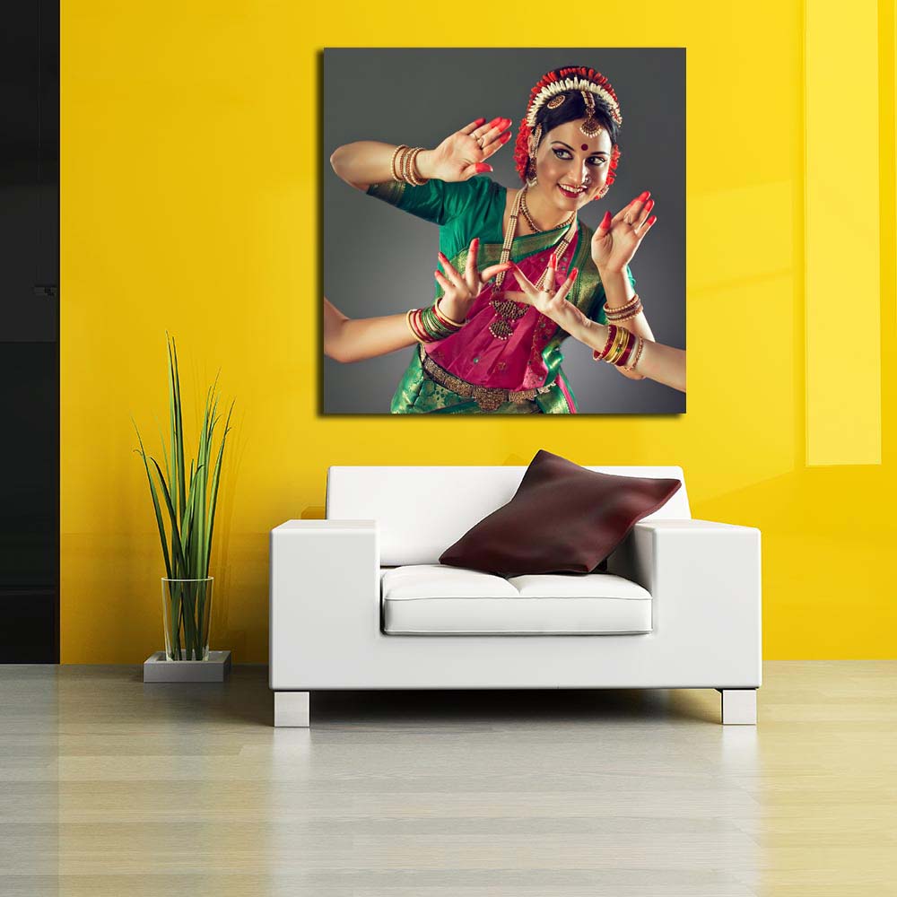 Indian Classical Dance Canvas Painting Synthetic Frame – ArtzFolio.com