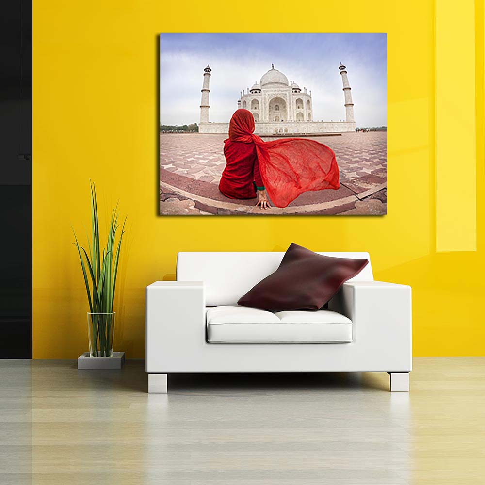 Tableau Décoratif Islamique Taj Mahal Sur Toile - Impression Moderne Marron - Bold Bloc Design
