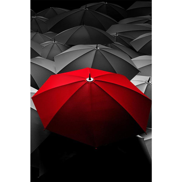 Red Umbrella Photo Unframed Paper Poster-Paper Posters Unframed-POS_UN-IC 5004709 IC 5004709, Black, Black and White, Business, Seasons, White, red, umbrella, photo, unframed, paper, wall, poster, concept, different, stand, out, umbrellas, safe, leader, crowd, concepts, from, the, difference, and, mainstream, above, accessory, background, best, color, creative, dark, distinguish, group, idea, identity, individual, leadership, mana, multiple, object, open, other, protect, protection, protective, rain, safety