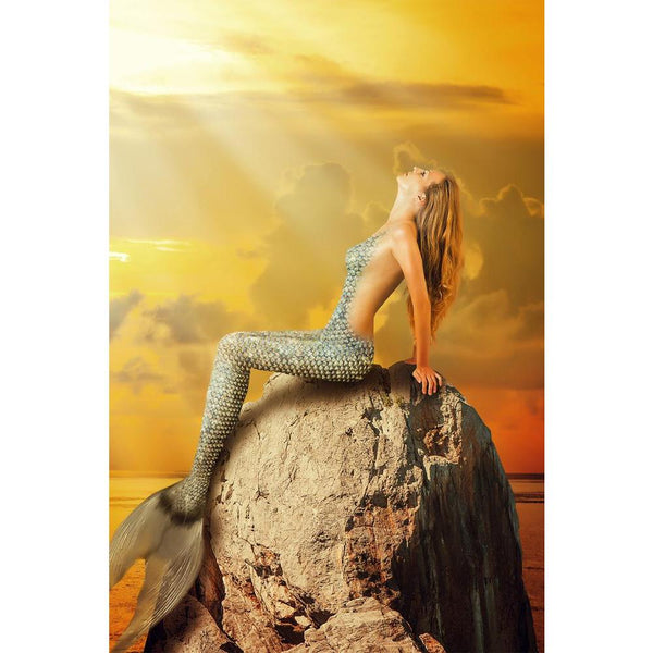 Mermaid With Fish Tail Swimming In The Sea Unframed Paper Poster-Paper Posters Unframed-POS_UN-IC 5004733 IC 5004733, Fantasy, Health, Illustrations, Mermaid, Religion, Religious, Sunrises, Sunsets, Surrealism, with, fish, tail, swimming, in, the, sea, unframed, paper, wall, poster, siren, beautiful, beauty, cliff, down, dream, fairy, fairytale, fantastic, fishtail, floating, girl, goddess, hair, hairstyle, illustration, lady, legend, light, magic, mythology, ocean, pixie, rock, scale, shell, slim, sunlight