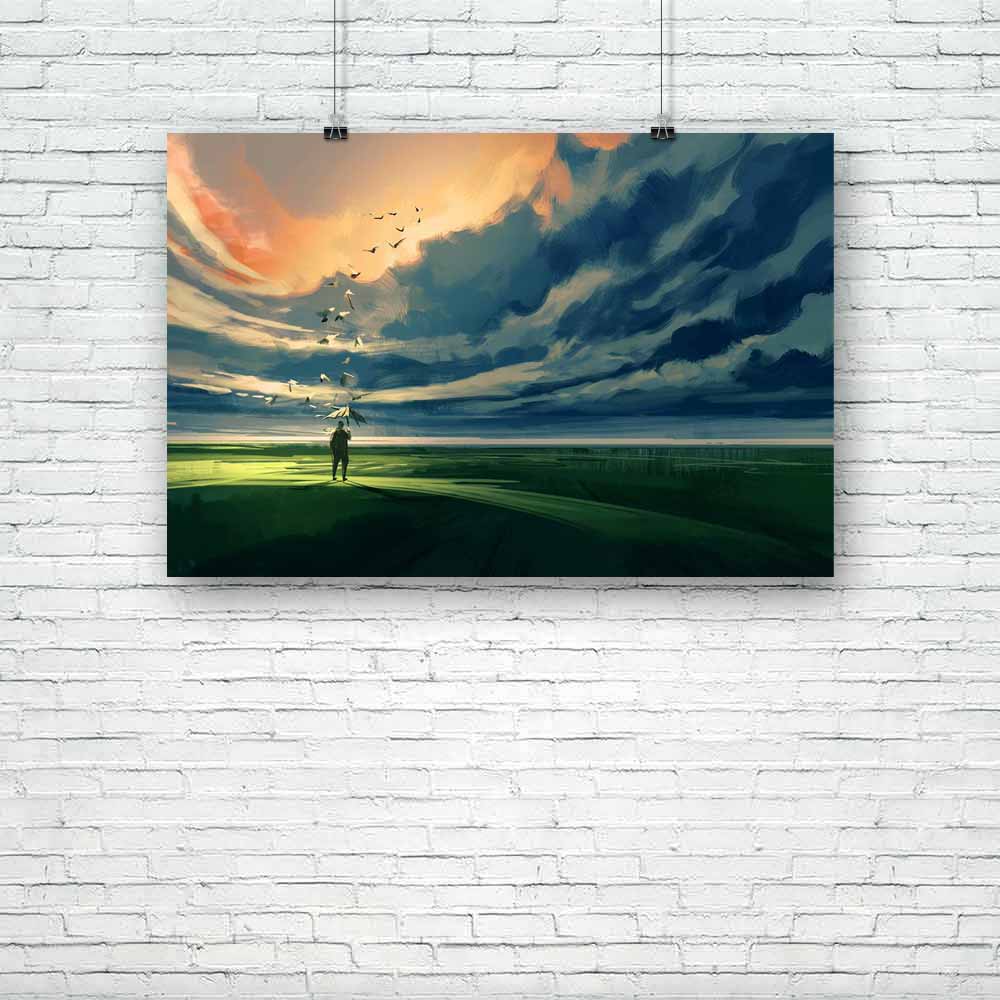 Man Holding An Umbrella Unframed Paper Poster-Paper Posters Unframed-POS_UN-IC 5004963 IC 5004963, Abstract Expressionism, Abstracts, Art and Paintings, Birds, Business, Illustrations, Landscapes, Nature, Paintings, Scenic, Semi Abstract, Signs, Signs and Symbols, Watercolour, man, holding, an, umbrella, unframed, paper, poster, painting, abstract, storm, oil, landscape, watercolor, horizon, journey, acrylic, alone, canvas, art, clouds, artistic, attention, background, beautiful, beauty, blue, color, concep