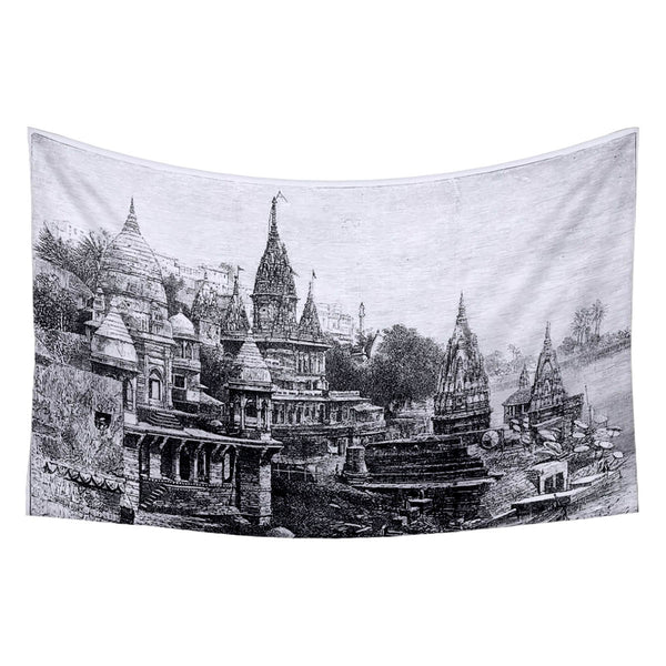 ArtzFolio Victorian Art Of A Hindu Temples At Varansi India Fabric Tapestry Wall Hanging-Tapestries-AZART42498630TAP_L-Image Code 5004994 Vishnu Image Folio Pvt Ltd, IC 5004994, ArtzFolio, Tapestries, Places, Vintage, Fine Art Reprint, victorian, art, of, a, hindu, temples, at, varansi, india, canvas, fabric, painting, tapestry, wall, hanging, antique, architecture, drawing, engraving, illustration, landmark, landscape, monument, river, varanasi, view, digitally, restored, image, mid-19th, century, encyclop