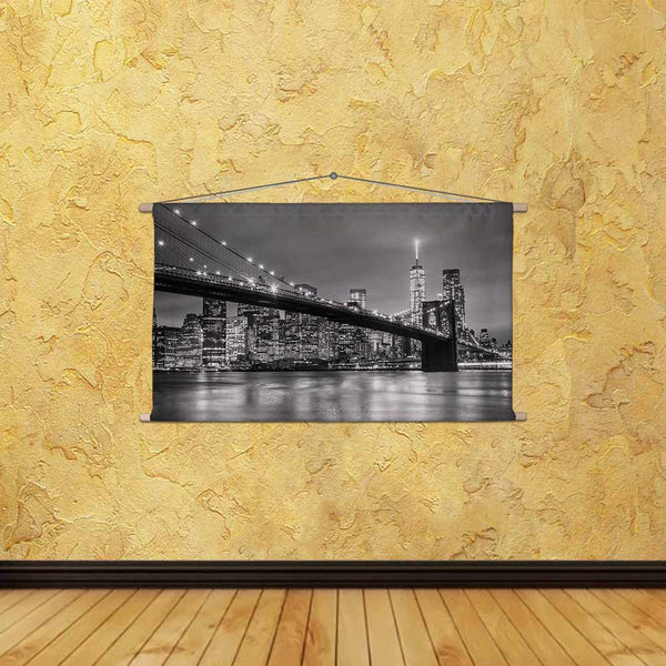 ArtzFolio Brooklyn Bridge & New York Manhattan Downtown, USA Fabric Painting Tapestry Scroll Art Hanging-Scroll Art-AZART47504979TAP_L-Image Code 5005466 Vishnu Image Folio Pvt Ltd, IC 5005466, ArtzFolio, Scroll Art, Places, Photography, brooklyn, bridge, new, york, manhattan, downtown, usa, canvas, fabric, painting, tapestry, scroll, art, hanging, city, skyline, dusk, skyscrapers, illuminated, east, river, panorama, copy, space, black, white, image, america, skyscraper, united, states, of, cityscape, archi