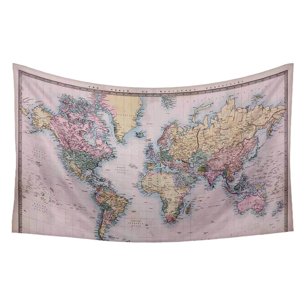 ArtzFolio World Map on Mercators Projection Circa 1860 Fabric Tapestry Wall Hanging-Tapestries-AZ5006019TAP_RF_R-0-Image Code 5006019 Vishnu Image Folio Pvt Ltd, IC 5006019, ArtzFolio, Tapestries, Places, Vintage, Photography, world, map, on, mercators, projection, circa, 1860, canvas, fabric, painting, tapestry, wall, art, hanging, old, antique, adventure, ancient, atlas, authentic, background, cartography, continents, countries, dirty, exploration, genuine, geography, global, hand, drawn, historic, histor