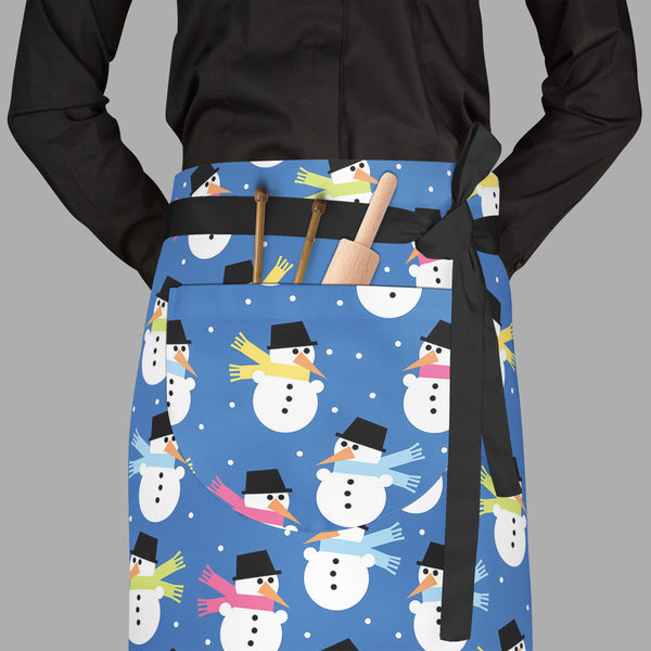 Snowman Apron | Adjustable, Free Size & Waist Tiebacks-Aprons Waist to Feet-APR_WS_FT-IC 5007199 IC 5007199, Baby, Books, Children, Christianity, Decorative, Holidays, Illustrations, Kids, Patterns, Signs, Signs and Symbols, snowman, full-length, waist, to, feet, apron, poly-cotton, fabric, adjustable, tiebacks, background, blue, bonnet, celebration, child, christmas, cold, color, composition, cute, decor, design, element, frost, gift, gree, hat, holiday, illustration, kid, merry, night, ornament, ornate, p