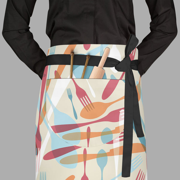 Knife & Spoon Apron | Adjustable, Free Size & Waist Tiebacks-Aprons Waist to Feet-APR_WS_FT-IC 5007219 IC 5007219, Abstract Expressionism, Abstracts, Beverage, Cuisine, Food, Food and Beverage, Food and Drink, Icons, Illustrations, Kitchen, Patterns, Semi Abstract, Signs and Symbols, Symbols, knife, spoon, full-length, waist, to, feet, apron, poly-cotton, fabric, adjustable, tiebacks, pattern, bistro, seamless, abstract, background, cafe, card, celebrate, celebration, collection, cook, cooking, cutlery, dec