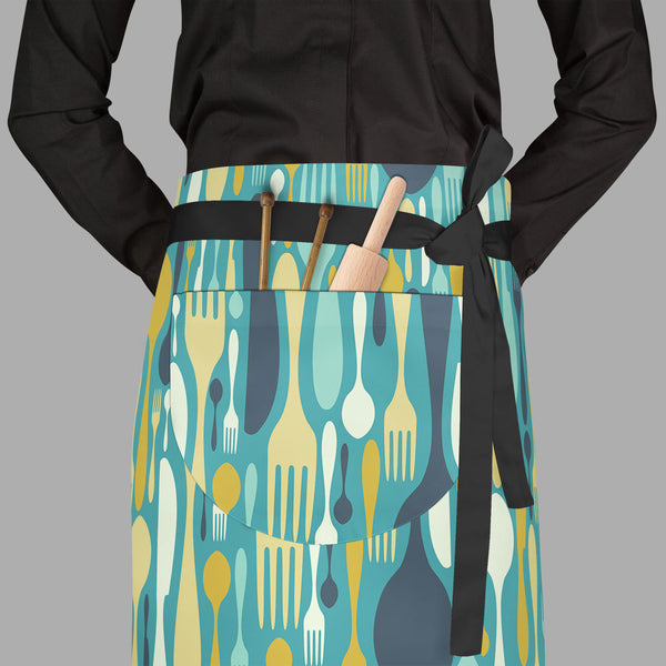 Cutlery Apron | Adjustable, Free Size & Waist Tiebacks-Aprons Waist to Feet-APR_WS_FT-IC 5007224 IC 5007224, Abstract Expressionism, Abstracts, Beverage, Cuisine, Food, Food and Beverage, Food and Drink, Icons, Illustrations, Kitchen, Patterns, Semi Abstract, Signs and Symbols, Symbols, cutlery, full-length, waist, to, feet, apron, poly-cotton, fabric, adjustable, tiebacks, abstract, background, bistro, blue, cafe, card, celebrate, celebration, collection, cook, cooking, decoration, dining, dinner, eat, equ