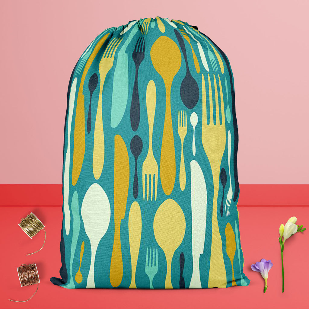 Cutlery Reusable Sack Bag | Bag for Gym, Storage, Vegetable & Travel-Drawstring Sack Bags-SCK_FB_DS-IC 5007224 IC 5007224, Abstract Expressionism, Abstracts, Beverage, Cuisine, Food, Food and Beverage, Food and Drink, Icons, Illustrations, Kitchen, Patterns, Semi Abstract, Signs and Symbols, Symbols, cutlery, reusable, sack, bag, for, gym, storage, vegetable, travel, abstract, background, bistro, blue, cafe, card, celebrate, celebration, collection, cook, cooking, decoration, dining, dinner, eat, equipment,