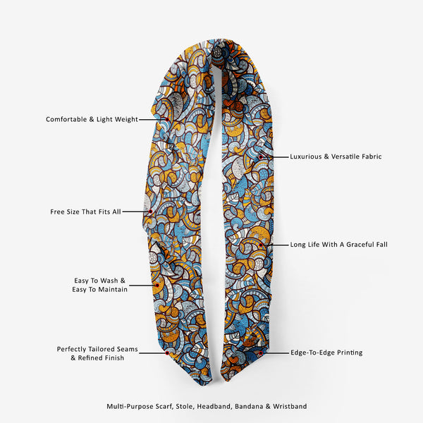 Ethnic Doodle Printed Scarf | Neckwear Balaclava | Girls & Women | Soft Poly Fabric-Scarfs Basic-SCF_FB_BS-IC 5007231 IC 5007231, Abstract Expressionism, Abstracts, African, Ancient, Art and Paintings, Asian, Botanical, Circle, Culture, Dots, Ethnic, Floral, Flowers, Geometric Abstraction, Hand Drawn, Historical, Illustrations, Medieval, Nature, Patterns, Scenic, Semi Abstract, Traditional, Tribal, Vintage, World Culture, doodle, printed, scarf, neckwear, balaclava, girls, women, soft, poly, fabric, pattern