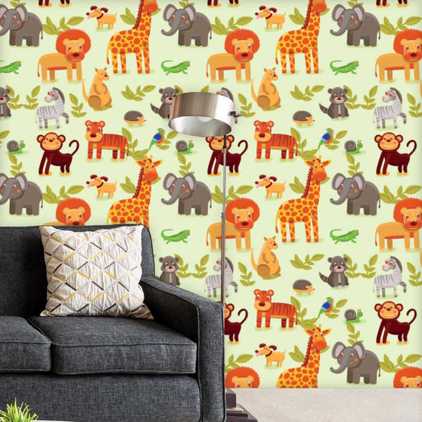 Cartoon Animals D1 Wallpaper Roll-Wallpapers Peel & Stick-WAL_PA-IC 5007326 IC 5007326, African, Animals, Animated Cartoons, Baby, Caricature, Cartoons, Children, Comics, Illustrations, Kids, Landscapes, Nature, Patterns, Scenic, Signs, Signs and Symbols, Wildlife, cartoon, d1, peel, stick, vinyl, wallpaper, roll, non-pvc, self-adhesive, eco-friendly, water-repellent, scratch-resistant, africa, animal, ape, backdrop, background, character, cheerful, comic, cute, dog, elephant, forest, funny, giraffe, grass,
