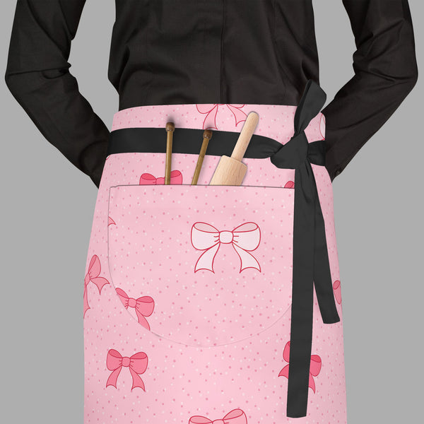 Pink Bows Apron | Adjustable, Free Size & Waist Tiebacks-Aprons Waist to Feet-APR_WS_FT-IC 5007345 IC 5007345, Ancient, Baby, Birthday, Black and White, Books, Children, Digital, Digital Art, Dots, Festivals and Occasions, Festive, Graphic, Hand Drawn, Historical, Holidays, Illustrations, Kids, Love, Medieval, Patterns, Retro, Romance, Signs, Signs and Symbols, Symbols, Vintage, White, pink, bows, full-length, waist, to, feet, apron, poly-cotton, fabric, adjustable, tiebacks, bow, background, birth, card, c
