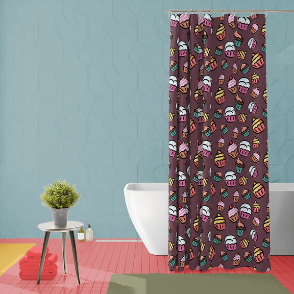 Cupcake D3 Washable Waterproof Shower Curtain-Shower Curtains-CUR_SH-IC 5007355 IC 5007355, Ancient, Animated Cartoons, Art and Paintings, Caricature, Cartoons, Cuisine, Digital, Digital Art, Drawing, Food, Food and Beverage, Food and Drink, Graphic, Historical, Illustrations, Love, Medieval, Patterns, Retro, Romance, Signs, Signs and Symbols, Vintage, cupcake, d3, washable, waterproof, polyester, shower, curtain, eyelets, cupcakes, pattern, candy, backdrop, background, bake, cartoon, celebration, cherry, c