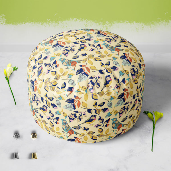 Chirping Birds Footstool Footrest Puffy Pouffe Ottoman Bean Bag | Canvas Fabric-Footstools-FST_CB_BN-IC 5007356 IC 5007356, Abstract Expressionism, Abstracts, Ancient, Art and Paintings, Asian, Birds, Botanical, Decorative, Drawing, Floral, Flowers, Historical, Illustrations, Japanese, Medieval, Modern Art, Nature, Patterns, Retro, Seasons, Semi Abstract, Signs, Signs and Symbols, Symbols, Vintage, chirping, footstool, footrest, puffy, pouffe, ottoman, bean, bag, floor, cushion, pillow, canvas, fabric, abst