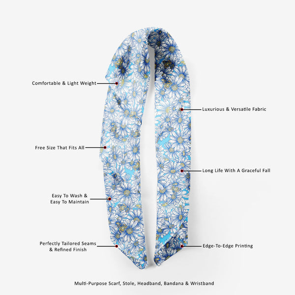 Daisies Printed Scarf | Neckwear Balaclava | Girls & Women | Soft Poly Fabric-Scarfs Basic-SCF_FB_BS-IC 5007383 IC 5007383, Abstract Expressionism, Abstracts, Ancient, Art and Paintings, Black and White, Botanical, Digital, Digital Art, Floral, Flowers, Graphic, Historical, Illustrations, Medieval, Modern Art, Nature, Patterns, Scenic, Seasons, Semi Abstract, Signs, Signs and Symbols, Tropical, Vintage, White, daisies, printed, scarf, neckwear, balaclava, girls, women, soft, poly, fabric, abstract, art, bac