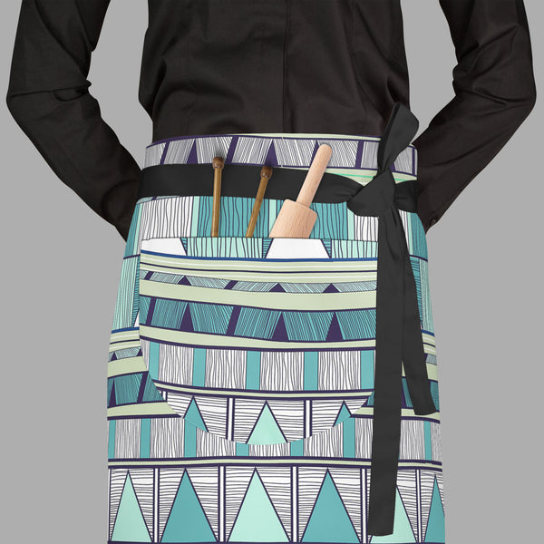 Tribal Art D4 Apron | Adjustable, Free Size & Waist Tiebacks-Aprons Waist to Feet-APR_WS_FT-IC 5007389 IC 5007389, Abstract Expressionism, Abstracts, Ancient, Black and White, Culture, Decorative, Drawing, Ethnic, Fantasy, Fashion, Folk Art, Geometric, Geometric Abstraction, Historical, Medieval, Patterns, Semi Abstract, Signs, Signs and Symbols, Stripes, Traditional, Triangles, Tribal, Vintage, White, World Culture, art, d4, full-length, waist, to, feet, apron, poly-cotton, fabric, adjustable, tiebacks, ab