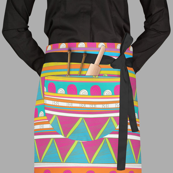 Tribal Art D5 Apron | Adjustable, Free Size & Waist Tiebacks-Aprons Waist to Feet-APR_WS_FT-IC 5007390 IC 5007390, Abstract Expressionism, Abstracts, Ancient, Culture, Decorative, Drawing, Ethnic, Fantasy, Fashion, Folk Art, Geometric, Geometric Abstraction, Historical, Illustrations, Medieval, Mexican, Patterns, Semi Abstract, Signs, Signs and Symbols, Stripes, Traditional, Triangles, Tribal, Vintage, World Culture, art, d5, full-length, waist, to, feet, apron, poly-cotton, fabric, adjustable, tiebacks, ba