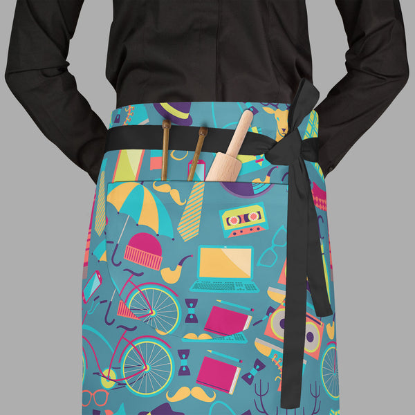 Hipster Apron | Adjustable, Free Size & Waist Tiebacks-Aprons Waist to Feet-APR_WS_FT-IC 5007393 IC 5007393, Ancient, Bikes, Culture, Ethnic, Fashion, Hipster, Historical, Icons, Medieval, Modern Art, Patterns, Retro, Traditional, Tribal, Urban, Vintage, World Culture, full-length, waist, to, feet, apron, poly-cotton, fabric, adjustable, tiebacks, pattern, artwork, audio, cassette, backdrop, bag, bike, bow, tie, camera, deer, disco, funky, glasses, hat, headphones, style, icon, laptop, lomo, modern, moleski