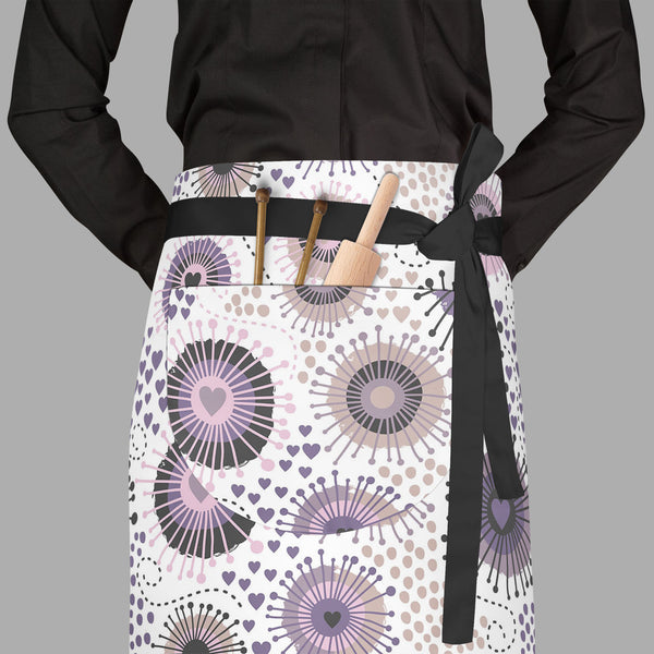 Circle & Hearts Apron | Adjustable, Free Size & Waist Tiebacks-Aprons Waist to Feet-APR_WS_FT-IC 5007401 IC 5007401, Abstract Expressionism, Abstracts, Ancient, Art and Paintings, Black and White, Botanical, Circle, Digital, Digital Art, Dots, Drawing, Fashion, Floral, Flowers, Graphic, Hearts, Historical, Illustrations, Love, Medieval, Nature, Patterns, Retro, Romance, Semi Abstract, Signs, Signs and Symbols, Vintage, White, full-length, waist, to, feet, apron, poly-cotton, fabric, adjustable, tiebacks, ab