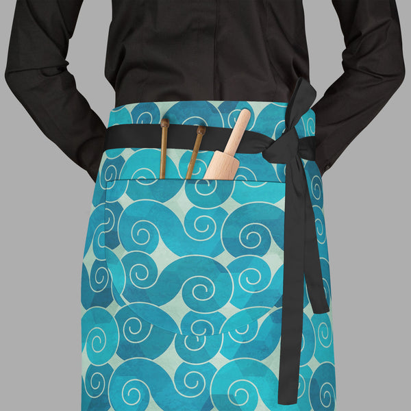 Spiral Waves Apron | Adjustable, Free Size & Waist Tiebacks-Aprons Waist to Feet-APR_WS_FT-IC 5007431 IC 5007431, Abstract Expressionism, Abstracts, Ancient, Art and Paintings, Black and White, Botanical, Circle, Culture, Decorative, Digital, Digital Art, Ethnic, Fashion, Floral, Flowers, Graphic, Historical, Illustrations, Japanese, Medieval, Nature, Patterns, Retro, Scenic, Semi Abstract, Signs, Signs and Symbols, Symbols, Traditional, Tribal, Vintage, White, World Culture, spiral, waves, full-length, wai