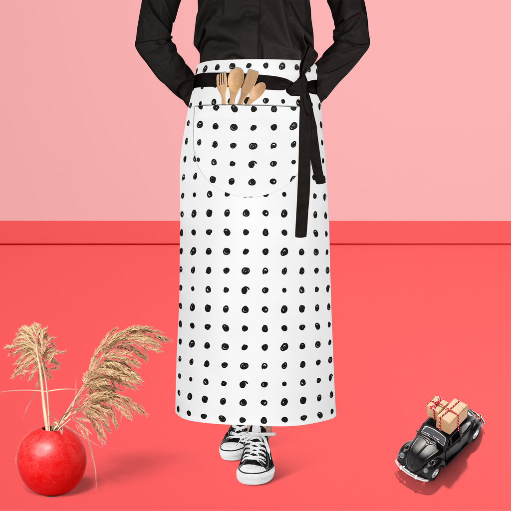 Black Polka Apron | Adjustable, Free Size & Waist Tiebacks-Aprons Waist to Feet-APR_WS_FT-IC 5007501 IC 5007501, Abstract Expressionism, Abstracts, Ancient, Animated Cartoons, Art and Paintings, Black, Black and White, Circle, Comics, Decorative, Digital, Digital Art, Dots, Drawing, Fashion, Graphic, Hand Drawn, Historical, Holidays, Illustrations, Medieval, Modern Art, Patterns, Retro, Semi Abstract, Signs, Signs and Symbols, Sketches, Symbols, Vintage, White, polka, apron, adjustable, free, size, waist, t