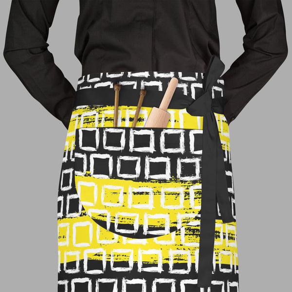 Mixed Geometric Art D1 Apron | Adjustable, Free Size & Waist Tiebacks-Aprons Waist to Feet-APR_WS_FT-IC 5007509 IC 5007509, Black, Black and White, Fashion, Geometric, Geometric Abstraction, Illustrations, Patterns, White, mixed, art, d1, full-length, waist, to, feet, apron, poly-cotton, fabric, adjustable, tiebacks, vector, pattern, small, hand, painted, squares, placed, rows, bright, yellow, web, print, summer, fall, textile, wallpaper, wrapping, paper, artzfolio, kitchen apron, white apron, kids apron, c