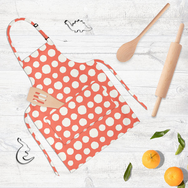 Painted Polka Dot Apron | Adjustable, Free Size & Waist Tiebacks-Aprons Neck to Knee-APR_NK_KN-IC 5007524 IC 5007524, Abstract Expressionism, Abstracts, Art and Paintings, Books, Circle, Decorative, Dots, Drawing, Geometric, Geometric Abstraction, Illustrations, Modern Art, Patterns, Retro, Semi Abstract, Signs, Signs and Symbols, Splatter, Watercolour, painted, polka, dot, full-length, neck, to, knee, apron, poly-cotton, fabric, adjustable, buckle, waist, tiebacks, abstract, acrylic, art, background, bubbl