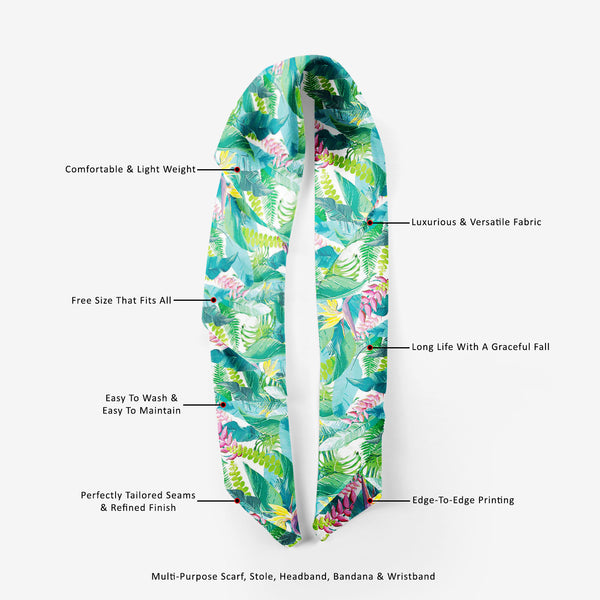 Exotic Flowers & Leaves Printed Scarf | Neckwear Balaclava | Girls & Women | Soft Poly Fabric-Scarfs Basic--IC 5007553 IC 5007553, Art and Paintings, Black and White, Botanical, Digital, Digital Art, Drawing, Fashion, Floral, Flowers, Graphic, Illustrations, Nature, Patterns, Scenic, Signs, Signs and Symbols, Tropical, Watercolour, White, exotic, leaves, printed, scarf, neckwear, balaclava, girls, women, soft, poly, fabric, pattern, jungle, watercolor, seamless, flower, rainforest, fern, plants, background,