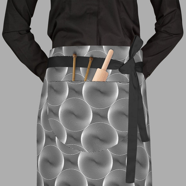 Monochrome Sphere Apron | Adjustable, Free Size & Waist Tiebacks-Aprons Waist to Feet-APR_WS_FT-IC 5007573 IC 5007573, Abstract Expressionism, Abstracts, Art and Paintings, Black, Black and White, Circle, Digital, Digital Art, Geometric, Geometric Abstraction, Graphic, Grid Art, Illustrations, Modern Art, Patterns, Semi Abstract, Signs, Signs and Symbols, Stripes, White, monochrome, sphere, full-length, waist, to, feet, apron, poly-cotton, fabric, adjustable, tiebacks, abstract, abstraction, art, background