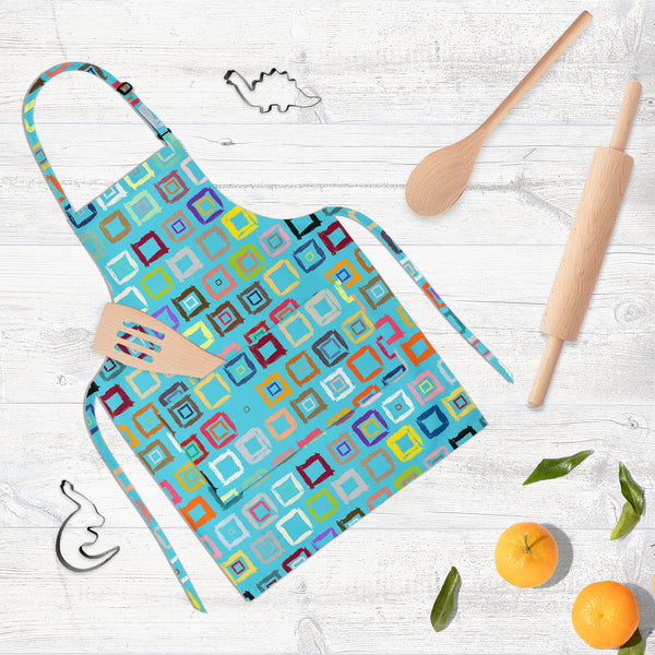 Geometric Pattern D1 Apron | Adjustable, Free Size & Waist Tiebacks-Aprons Neck to Knee-APR_NK_KN-IC 5007599 IC 5007599, Abstract Expressionism, Abstracts, African, Ancient, Aztec, Bohemian, Brush Stroke, Check, Drawing, Geometric, Geometric Abstraction, Hand Drawn, Historical, Medieval, Patterns, Plaid, Retro, Semi Abstract, Signs, Signs and Symbols, Stripes, Vintage, Watercolour, pattern, d1, full-length, neck, to, knee, apron, poly-cotton, fabric, adjustable, buckle, waist, tiebacks, abstract, aqua, blue