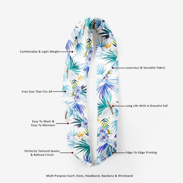Tropic Parrot Printed Scarf | Neckwear Balaclava | Girls & Women | Soft Poly Fabric-Scarfs Basic--IC 5007602 IC 5007602, African, Animals, Birds, Black and White, Botanical, Drawing, Floral, Flowers, Illustrations, Nature, Patterns, Scenic, Signs, Signs and Symbols, Tropical, Watercolour, White, Wildlife, tropic, parrot, printed, scarf, neckwear, balaclava, girls, women, soft, poly, fabric, seamless, pattern, jungle, parrots, tropics, watercolor, leaves, africa, animal, background, beautiful, bird, blue, br
