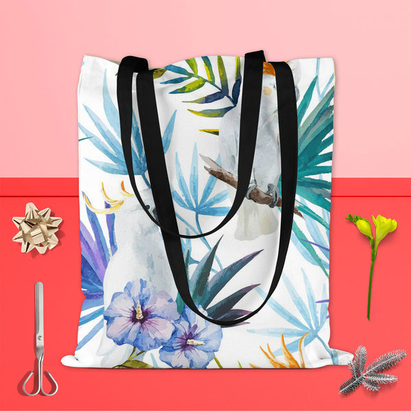 Tropic Parrot Tote Bag Shoulder Purse | Multipurpose-Tote Bags Basic-TOT_FB_BS-IC 5007602 IC 5007602, African, Animals, Birds, Black and White, Botanical, Drawing, Floral, Flowers, Illustrations, Nature, Patterns, Scenic, Signs, Signs and Symbols, Tropical, Watercolour, White, Wildlife, tropic, parrot, tote, bag, shoulder, purse, cotton, canvas, fabric, multipurpose, seamless, pattern, jungle, parrots, tropics, watercolor, leaves, africa, animal, background, beautiful, bird, blue, bright, design, exotic, fe
