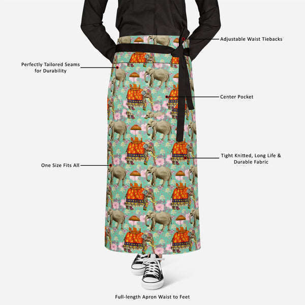 Indian Elephants Apron | Adjustable, Free Size & Waist Tiebacks-Aprons Waist to Knee--IC 5007629 IC 5007629, Art and Paintings, Botanical, Floral, Flowers, Hand Drawn, Indian, Nature, Patterns, Scenic, Signs, Signs and Symbols, elephants, full-length, apron, poly-cotton, fabric, adjustable, waist, tiebacks, elephant, lotus, flower, pattern, india, seamless, art, background, design, exotic, hand, drawn, wild, life, artzfolio, kitchen apron, white apron, kids apron, cooking apron, chef apron, aprons for men, 
