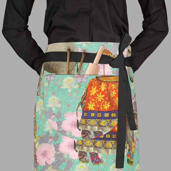 Elephant Pattern D2 Apron | Adjustable, Free Size & Waist Tiebacks-Aprons Waist to Feet-APR_WS_FT-IC 5007629 IC 5007629, Art and Paintings, Botanical, Floral, Flowers, Hand Drawn, Indian, Nature, Patterns, Scenic, Signs, Signs and Symbols, elephant, pattern, d2, full-length, waist, to, feet, apron, poly-cotton, fabric, adjustable, tiebacks, lotus, flower, india, seamless, art, background, design, exotic, hand, drawn, wild, life, artzfolio, kitchen apron, white apron, kids apron, cooking apron, chef apron, a