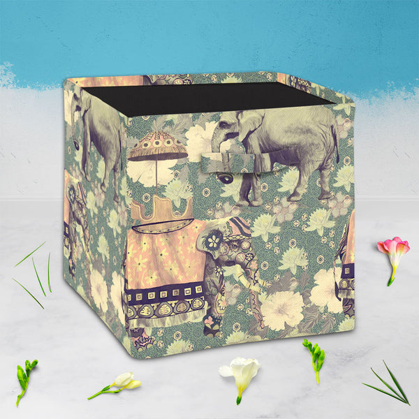 Elephant Pattern D3 Foldable Open Storage Bin | Organizer Box, Toy Basket, Shelf Box, Laundry Bag | Canvas Fabric-Storage Bins-STR_BI_CB-IC 5007630 IC 5007630, Ancient, Art and Paintings, Botanical, Fashion, Floral, Flowers, Hand Drawn, Historical, Indian, Medieval, Nature, Patterns, Retro, Scenic, Signs, Signs and Symbols, Vintage, elephant, pattern, d3, foldable, open, storage, bin, organizer, box, toy, basket, shelf, laundry, bag, canvas, fabric, art, background, design, exotic, flower, hand, drawn, indi