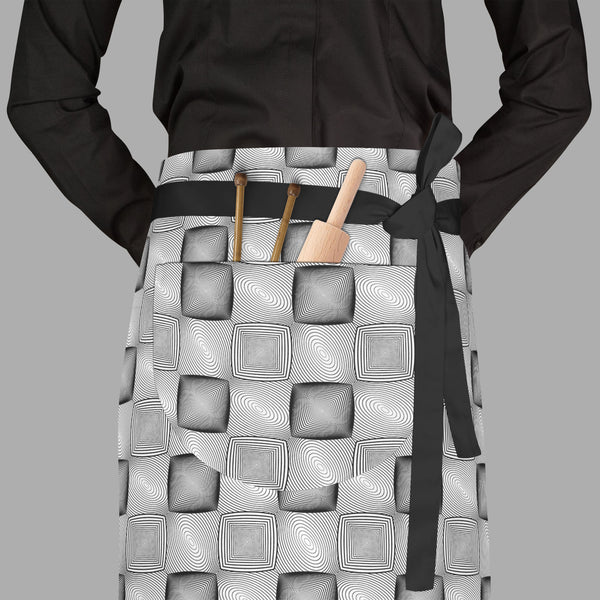 Monochrome Squares Apron | Adjustable, Free Size & Waist Tiebacks-Aprons Waist to Feet-APR_WS_FT-IC 5007632 IC 5007632, Abstract Expressionism, Abstracts, Art and Paintings, Black, Black and White, Check, Circle, Digital, Digital Art, Geometric, Geometric Abstraction, Graphic, Grid Art, Illustrations, Modern Art, Patterns, Semi Abstract, Signs, Signs and Symbols, Stripes, White, monochrome, squares, full-length, waist, to, feet, apron, poly-cotton, fabric, adjustable, tiebacks, abstract, abstraction, art, b