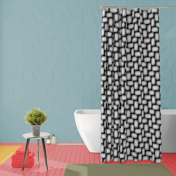 Monochrome Geometric D2 Washable Waterproof Shower Curtain-Shower Curtains-CUR_SH-IC 5007647 IC 5007647, Abstract Expressionism, Abstracts, Art and Paintings, Black, Black and White, Circle, Digital, Digital Art, Geometric, Geometric Abstraction, Graphic, Illustrations, Modern Art, Patterns, Semi Abstract, Signs, Signs and Symbols, Stripes, White, monochrome, d2, washable, waterproof, polyester, shower, curtain, eyelets, abstract, abstraction, art, background, circular, convex, design, diagonal, ellipse, en