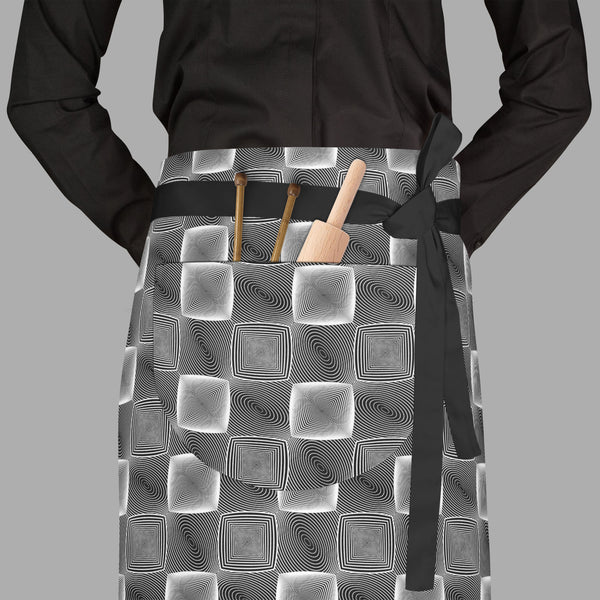 Monochrome Square Apron | Adjustable, Free Size & Waist Tiebacks-Aprons Waist to Feet-APR_WS_FT-IC 5007658 IC 5007658, Abstract Expressionism, Abstracts, Art and Paintings, Black, Black and White, Check, Circle, Digital, Digital Art, Geometric, Geometric Abstraction, Graphic, Grid Art, Modern Art, Patterns, Semi Abstract, Signs, Signs and Symbols, Stripes, White, monochrome, square, full-length, waist, to, feet, apron, poly-cotton, fabric, adjustable, tiebacks, abstract, abstraction, art, checker, circular,