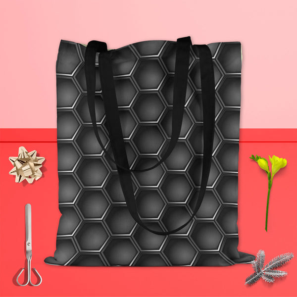 Hexagons Tote Bag Shoulder Purse | Multipurpose-Tote Bags Basic-TOT_FB_BS-IC 5007660 IC 5007660, Abstract Expressionism, Abstracts, Black, Black and White, Digital, Digital Art, Geometric, Geometric Abstraction, Graphic, Grid Art, Hexagon, Honeycomb, Illustrations, Modern Art, Patterns, Semi Abstract, Signs, Signs and Symbols, Metallic, hexagons, tote, bag, shoulder, purse, cotton, canvas, fabric, multipurpose, metal, carbon, texture, background, pattern, metals, abstract, backdrop, chrome, closeup, concept